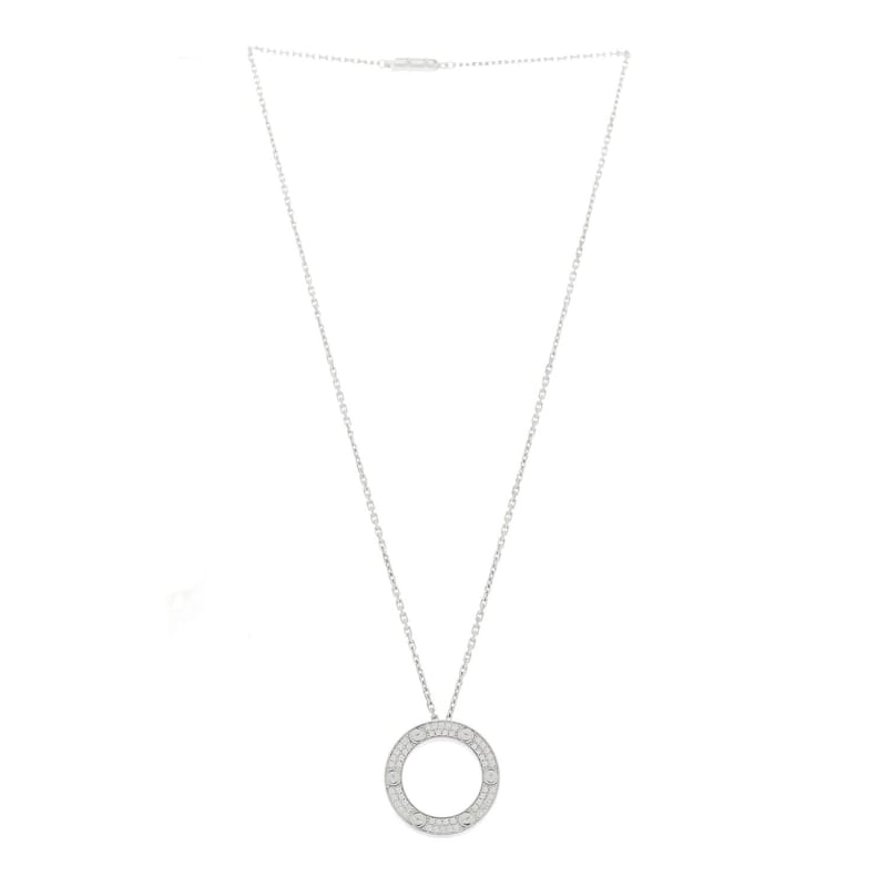 18K біле золото діамант LOVE Paved кольє
