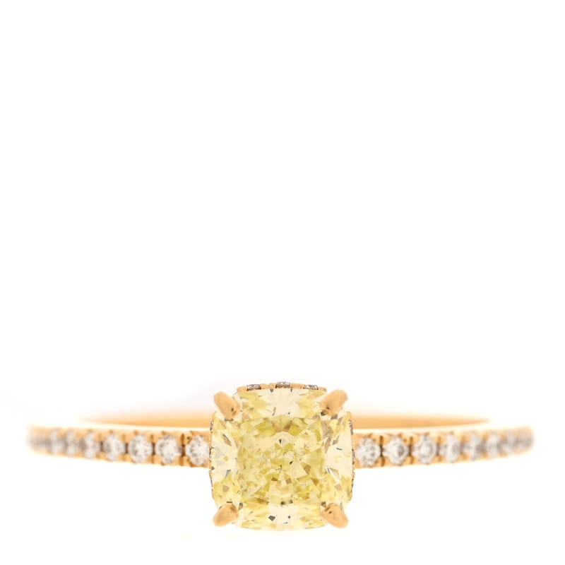 18K жовте золото Fancy жовтий діамант 1.07ct Novo Cushion Cut Engagement каблучка 54 6.75