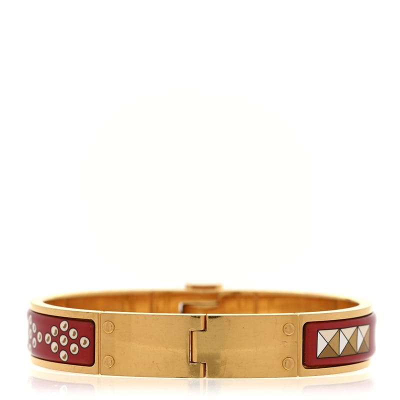 Enamel Printed Narrow Colliers De Chiens Hinged браслет M La Vie En Rouge