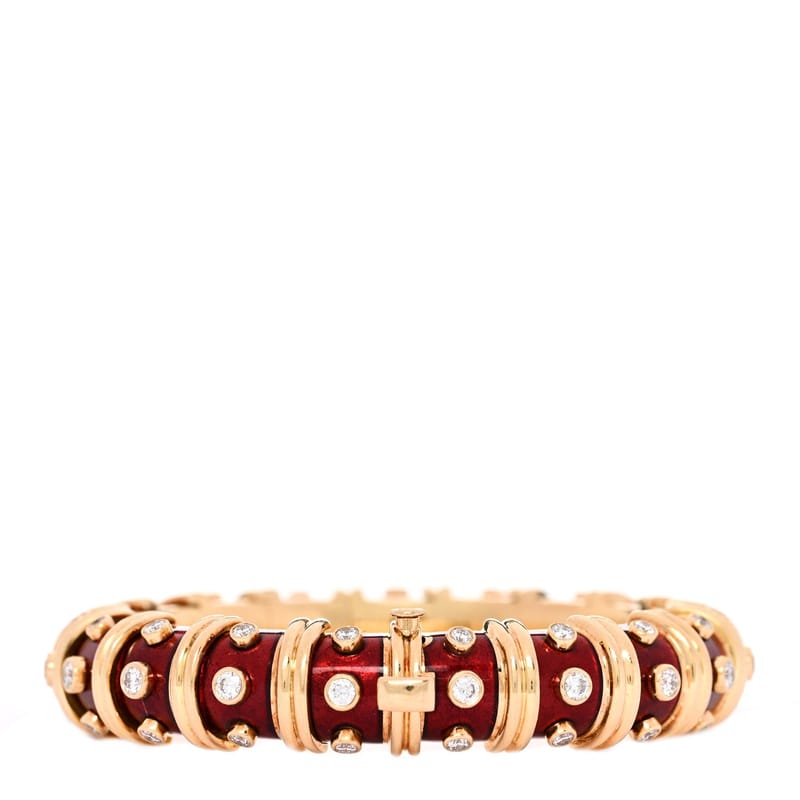 18K жовте золото Enamel діамант Schlumberger браслет Red