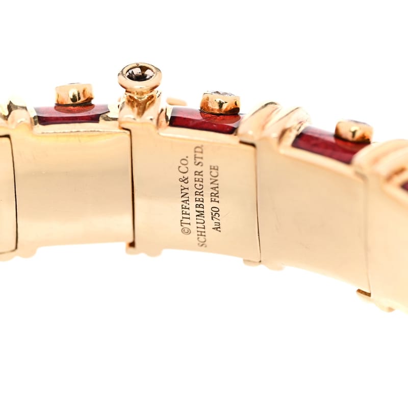 18K жовте золото Enamel діамант Schlumberger браслет Red