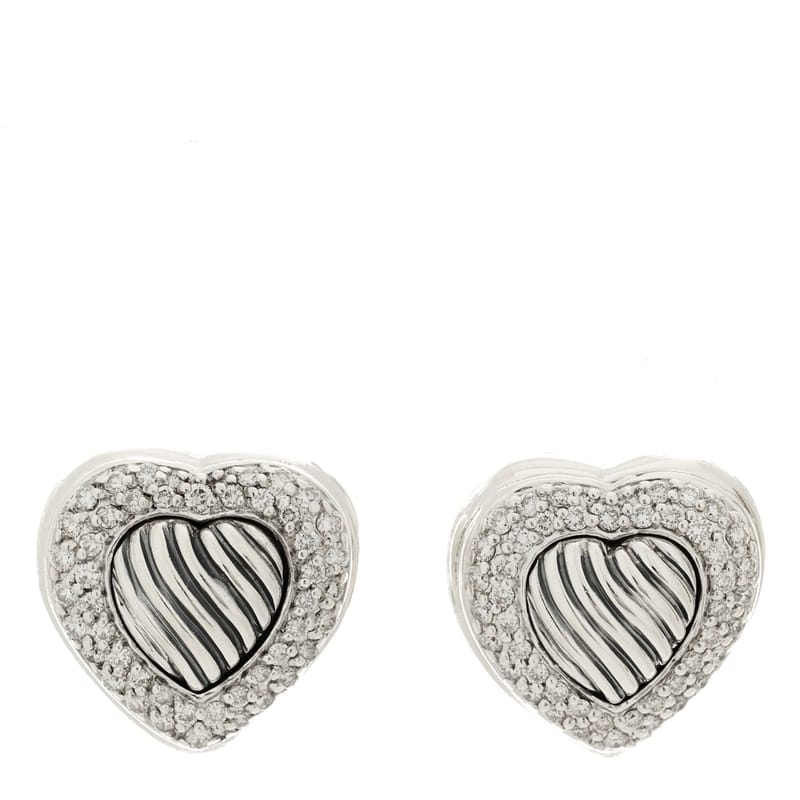 срібло 925 діамант Pave Cable Heart сережки