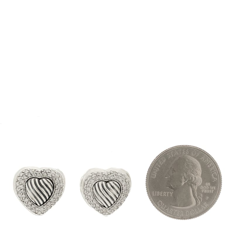 срібло 925 діамант Pave Cable Heart сережки
