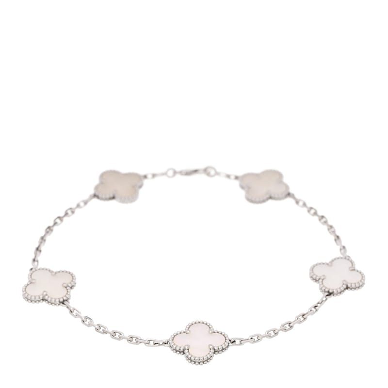 18K біле золото перламутр 5 Motifs Vintage Alhambra браслет