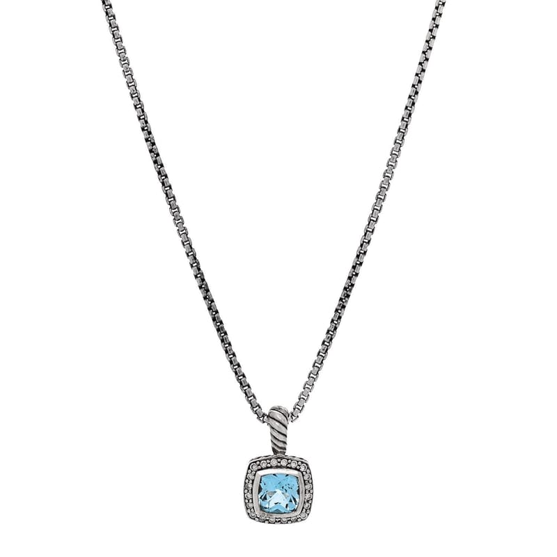 срібло 925 діамант Blue Topaz 7mm Petite Albion підвіска кольє