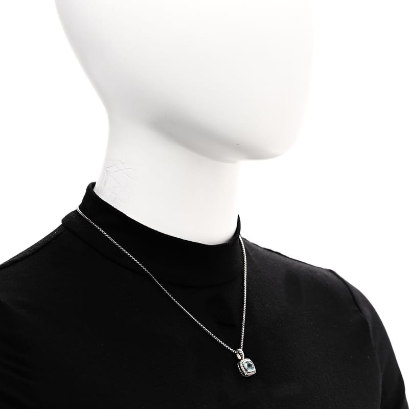 срібло 925 діамант Blue Topaz 7mm Petite Albion підвіска кольє