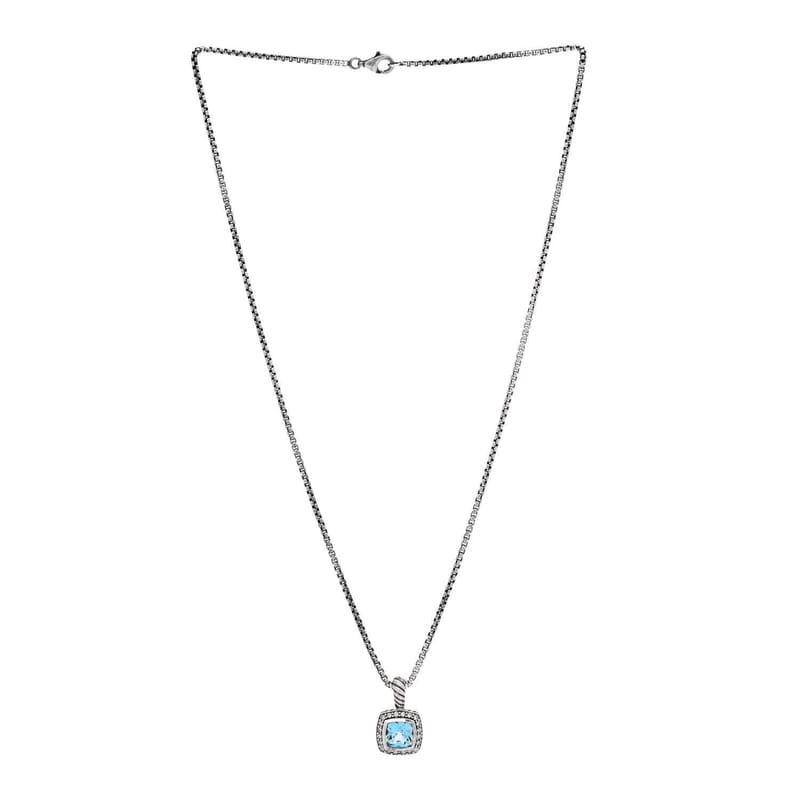срібло 925 діамант Blue Topaz 7mm Petite Albion підвіска кольє