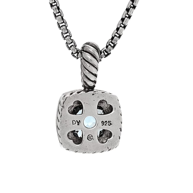 срібло 925 діамант Blue Topaz 7mm Petite Albion підвіска кольє