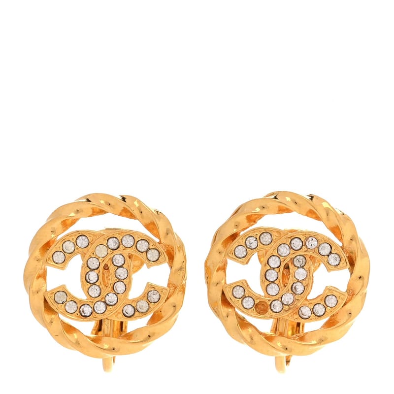 Crystal CC Round Clip On сережки золото