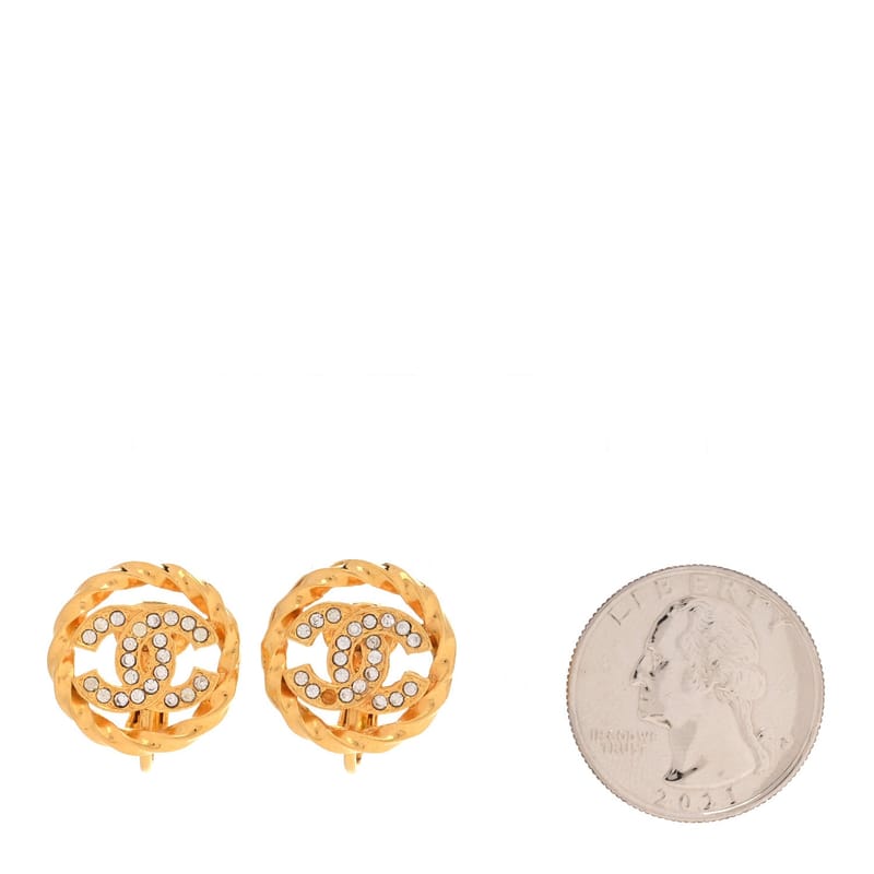 Crystal CC Round Clip On сережки золото