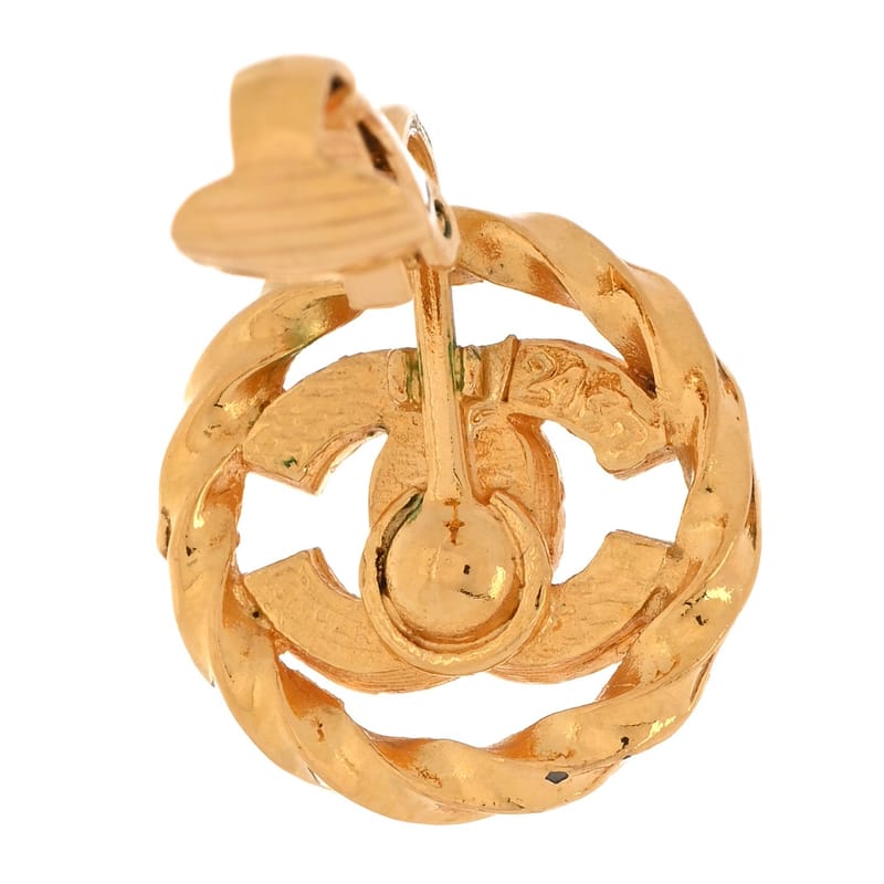 Crystal CC Round Clip On сережки золото