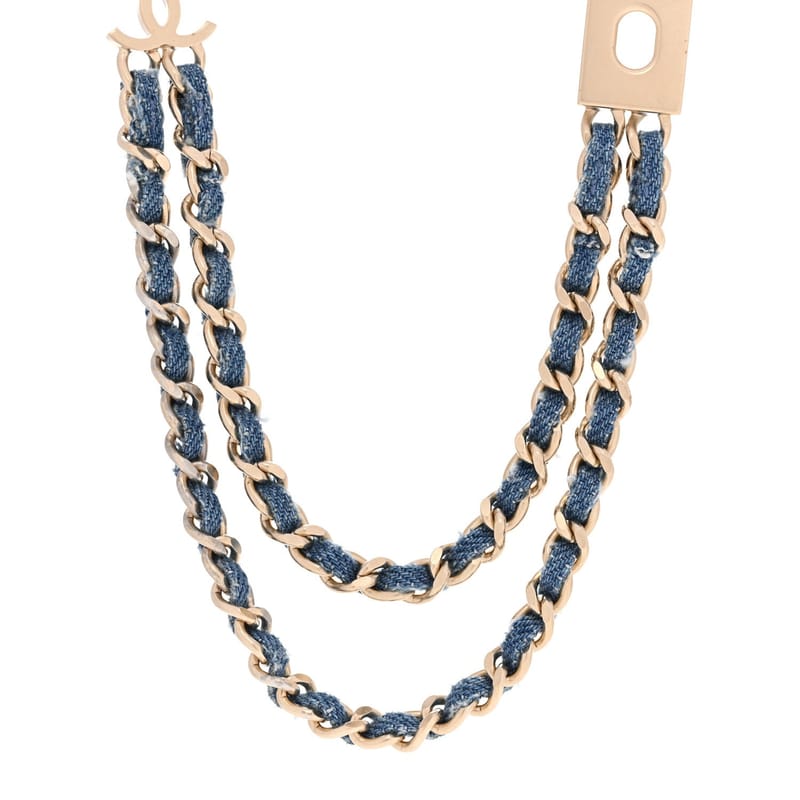 Metal Denim CC Double ланцюг кольє Blue золото