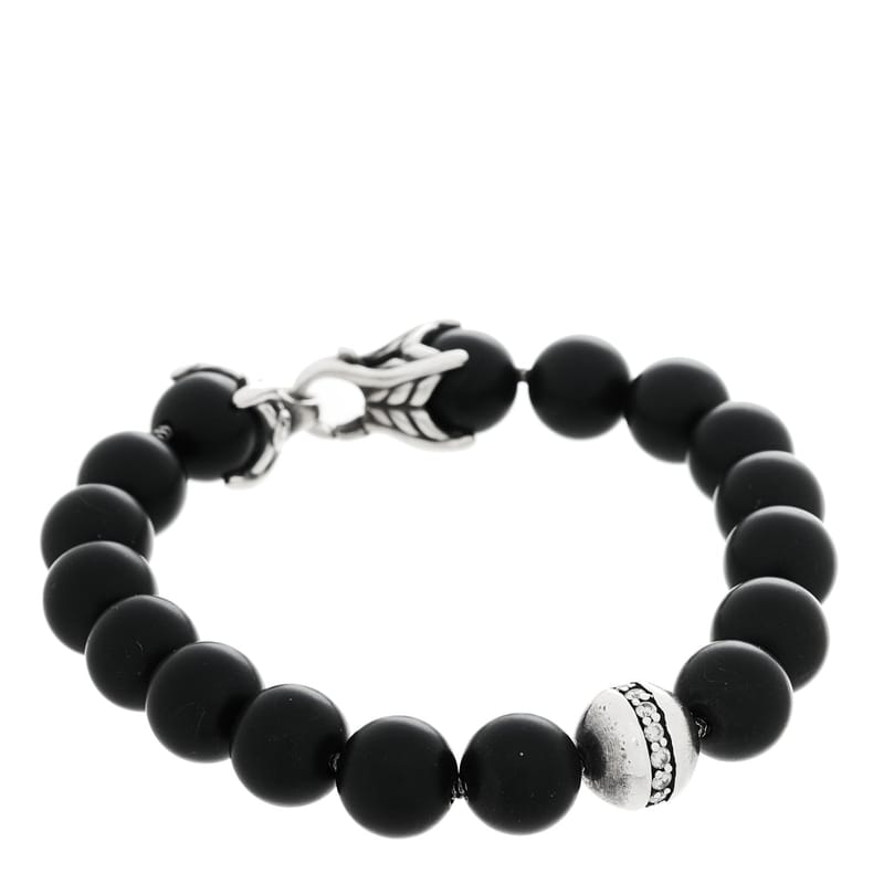 срібло 925 діамант чорний онікс 10mm Spiritual Beads браслет