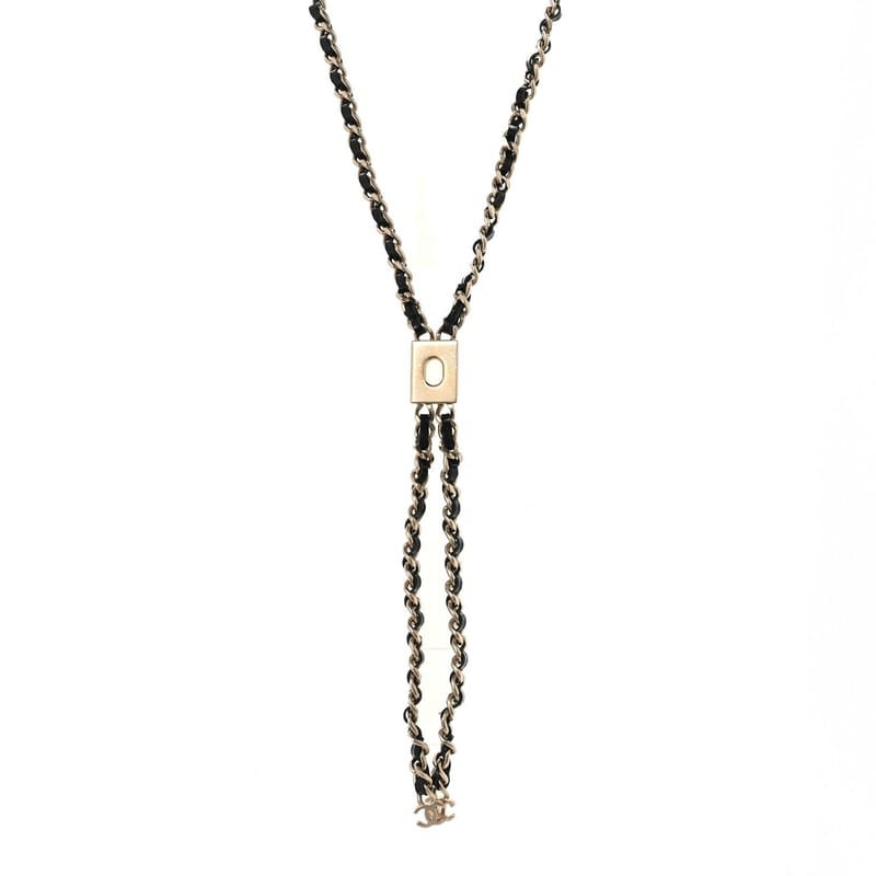 Metal Lambskin CC Lariat кольє чорний золото