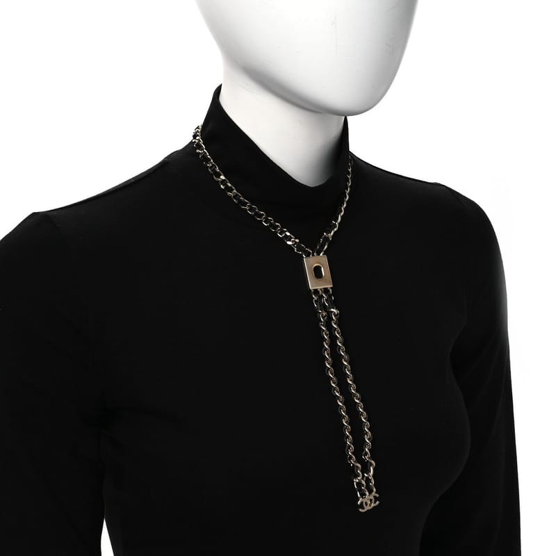 Metal Lambskin CC Lariat кольє чорний золото