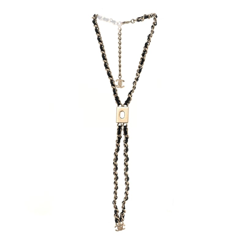 Metal Lambskin CC Lariat кольє чорний золото