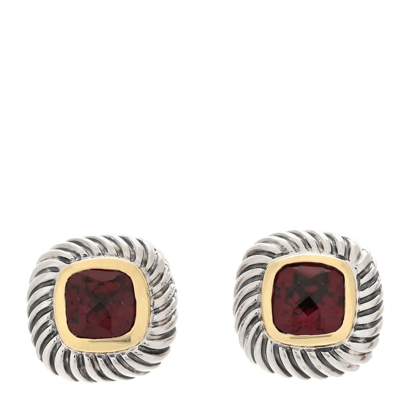 срібло 925 14K жовте золото Garnet 7mm Albion сережки