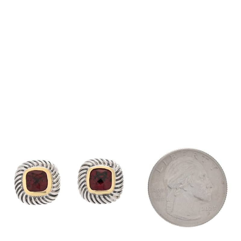 срібло 925 14K жовте золото Garnet 7mm Albion сережки