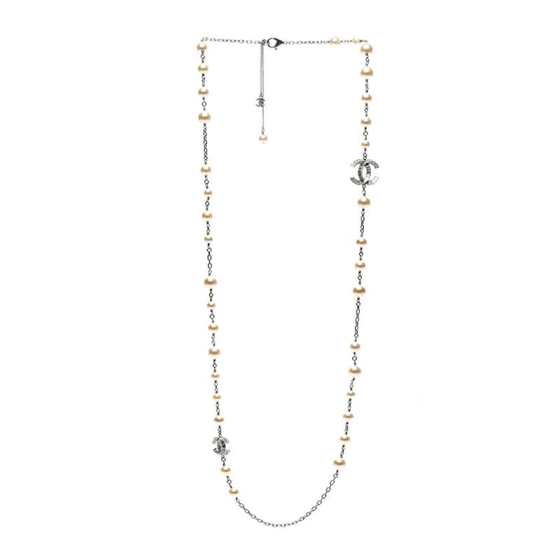 Graduated перлина Crystal CC Long кольє срібло