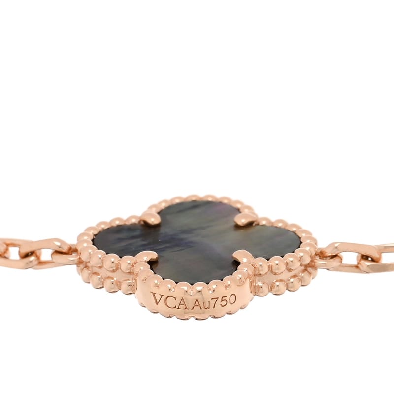 18K рожеве золото діамант Gray перламутр 5 Motifs Vintage Alhambra браслет