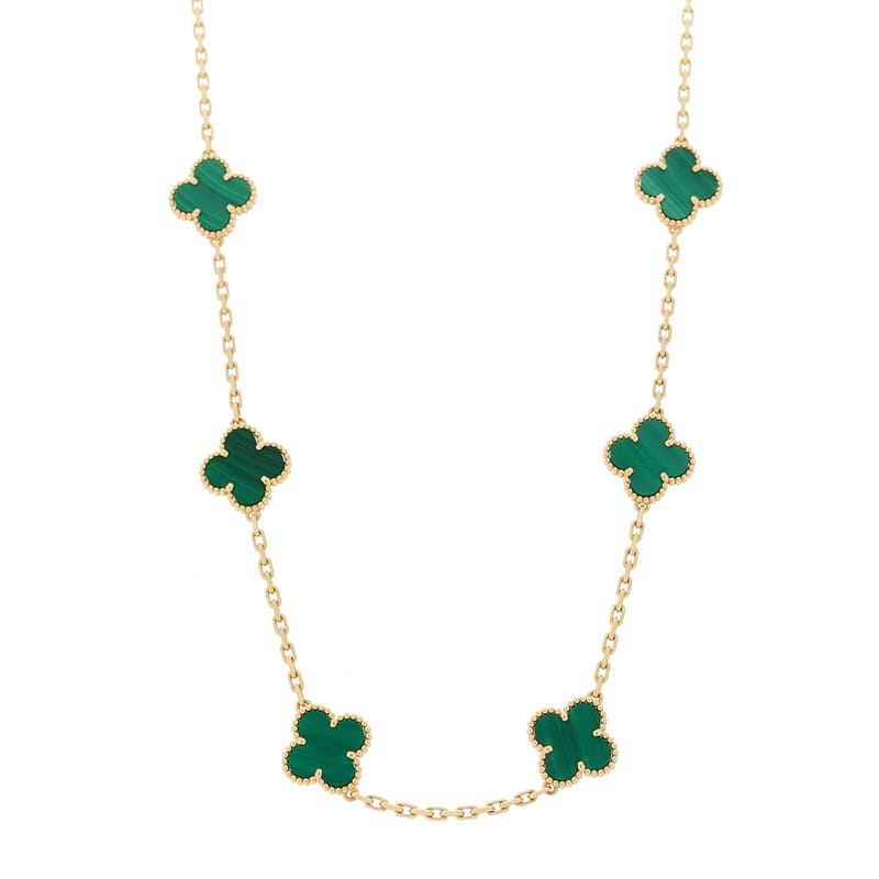 18K жовте золото малахіт 10 Motifs Vintage Alhambra кольє
