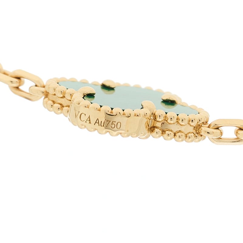 18K жовте золото малахіт 10 Motifs Vintage Alhambra кольє