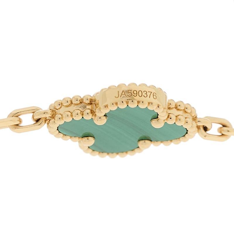 18K жовте золото малахіт 10 Motifs Vintage Alhambra кольє
