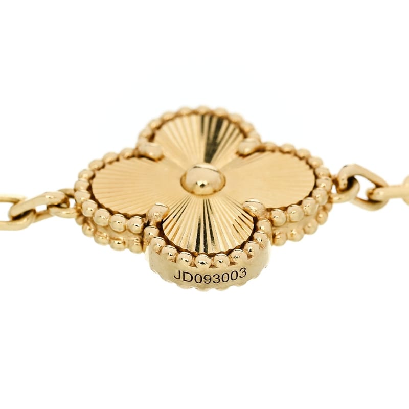 18K жовте золото 5 Motifs Guilloche Vintage Alhambra браслет
