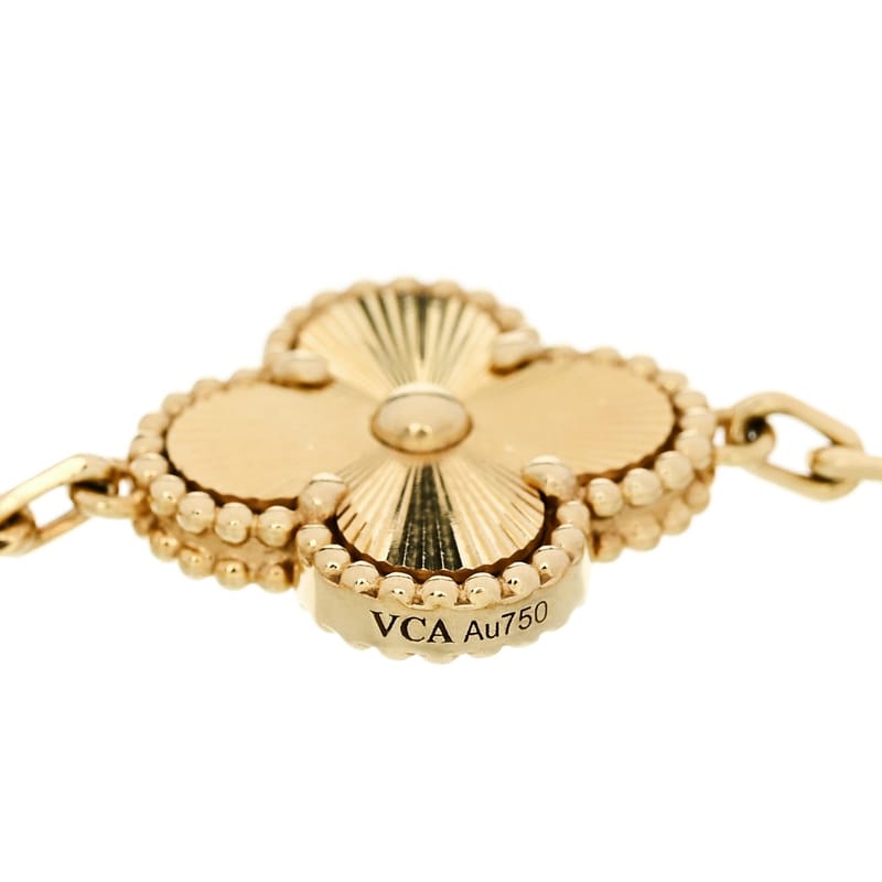 18K жовте золото 5 Motifs Guilloche Vintage Alhambra браслет