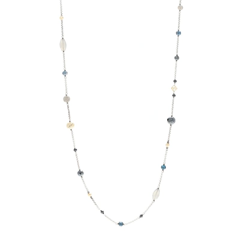 срібло 925 18K жовте золото Labradorite Hematine Blue Topaz Elements ланцюг кольє
