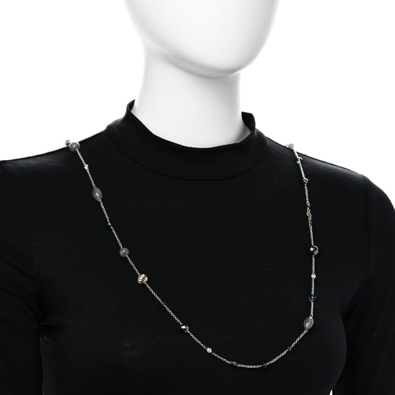 срібло 925 18K жовте золото Labradorite Hematine Blue Topaz Elements ланцюг кольє