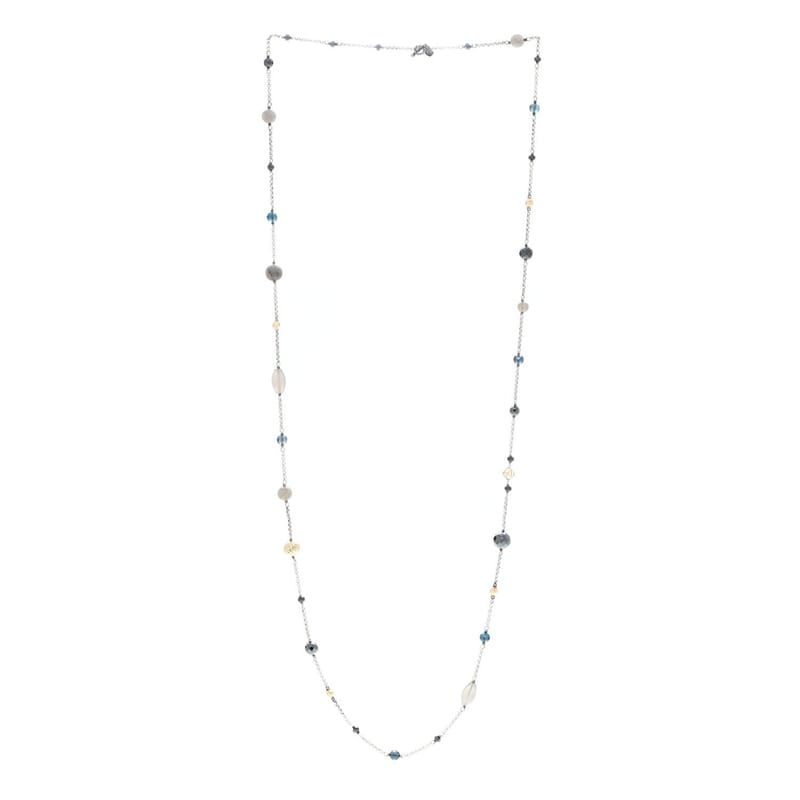 срібло 925 18K жовте золото Labradorite Hematine Blue Topaz Elements ланцюг кольє