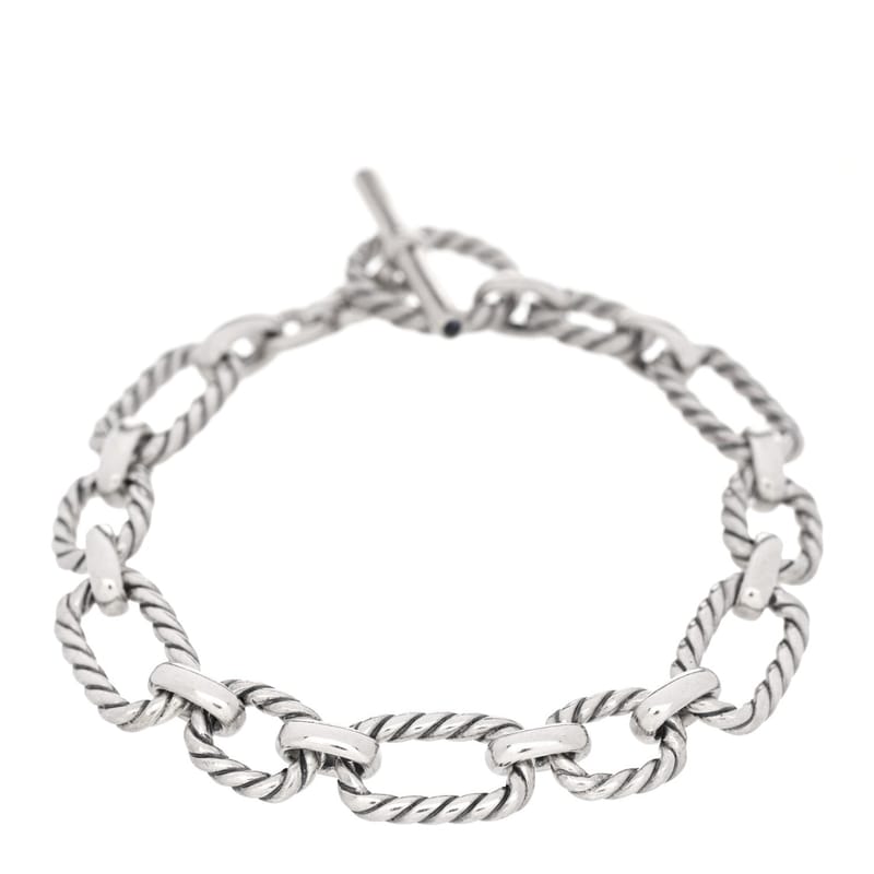 срібло 925 Blue сапфір 9.5mm Cushion Link браслет