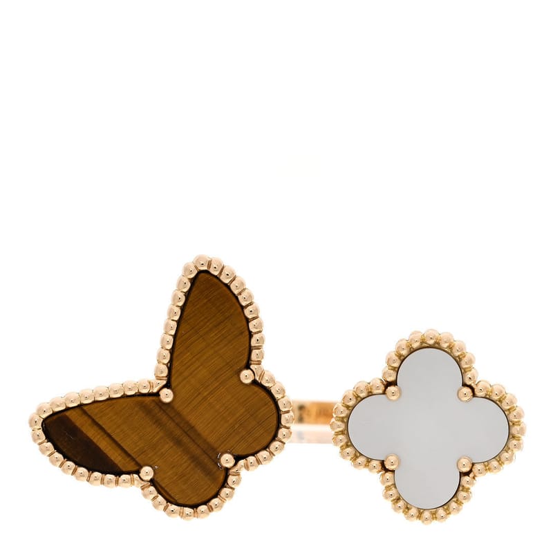 18K жовте золото перламутр Tiger Eye Lucky Alhambra Between the Finger каблучка 53 6.5