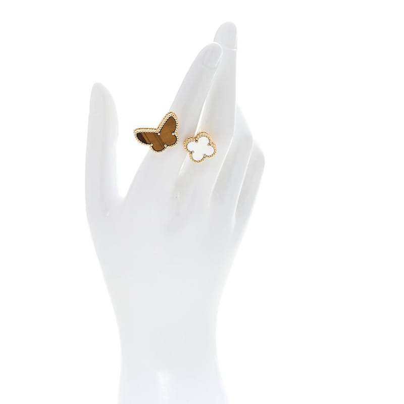 18K жовте золото перламутр Tiger Eye Lucky Alhambra Between the Finger каблучка 53 6.5