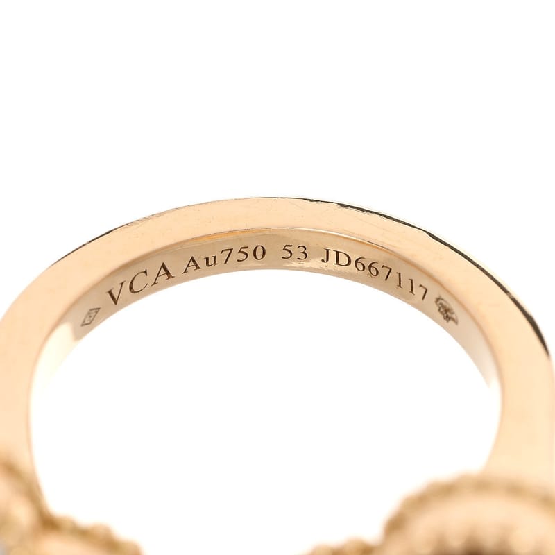 18K жовте золото перламутр Tiger Eye Lucky Alhambra Between the Finger каблучка 53 6.5