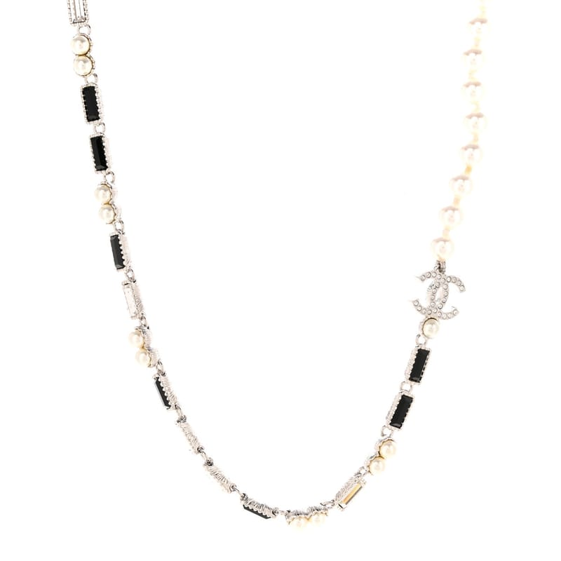 перлина Baguette Crystal CC чокер кольє срібло чорний