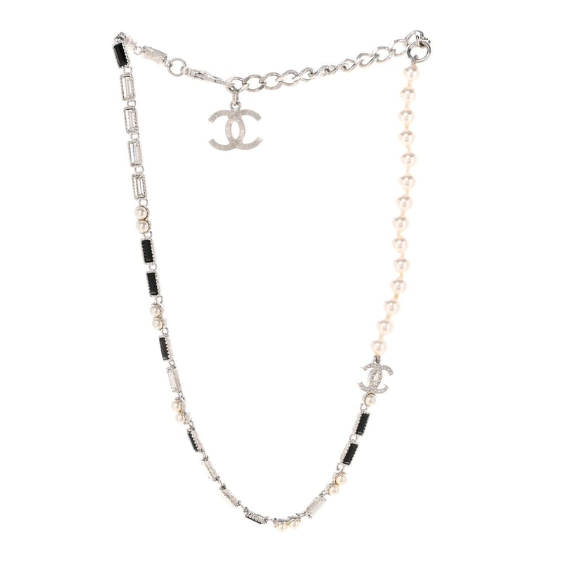 перлина Baguette Crystal CC чокер кольє срібло чорний