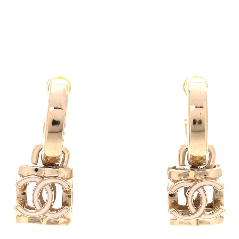 Enamel CC Cube Drop сережки золото білий
