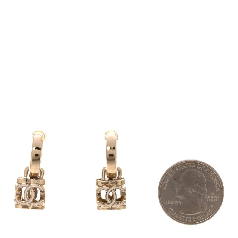 Enamel CC Cube Drop сережки золото білий