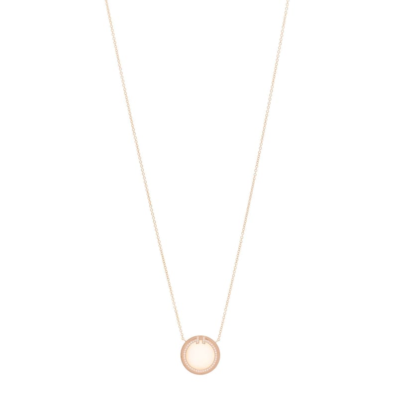 18K рожеве золото діамант Pink Opal T Circle підвіска кольє