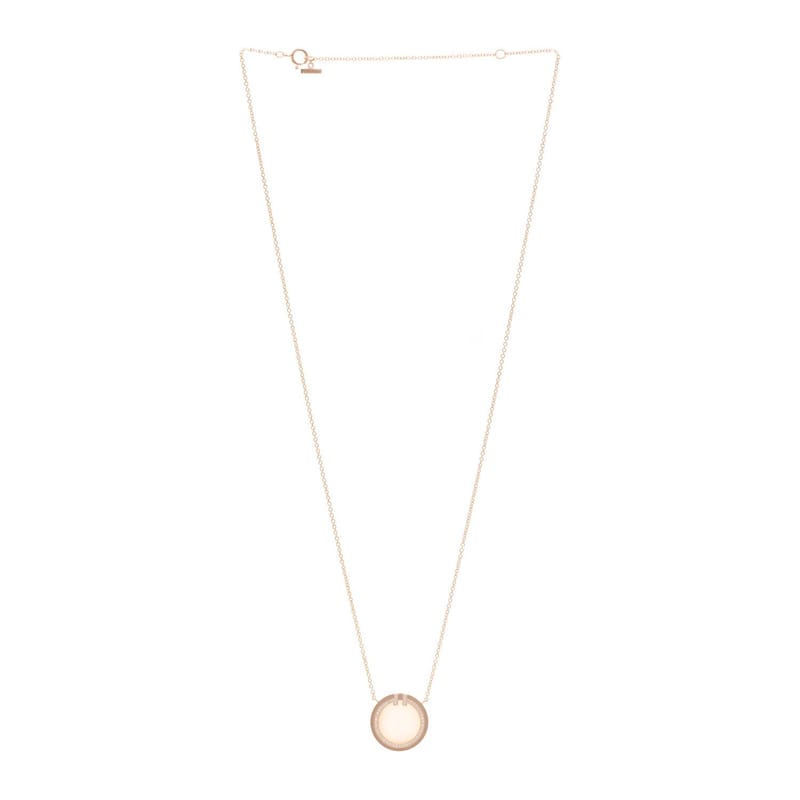 18K рожеве золото діамант Pink Opal T Circle підвіска кольє