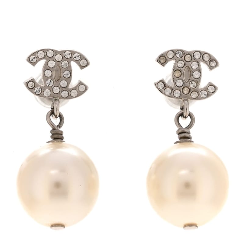 Crystal перлина CC Drop сережки срібло Pearly білий
