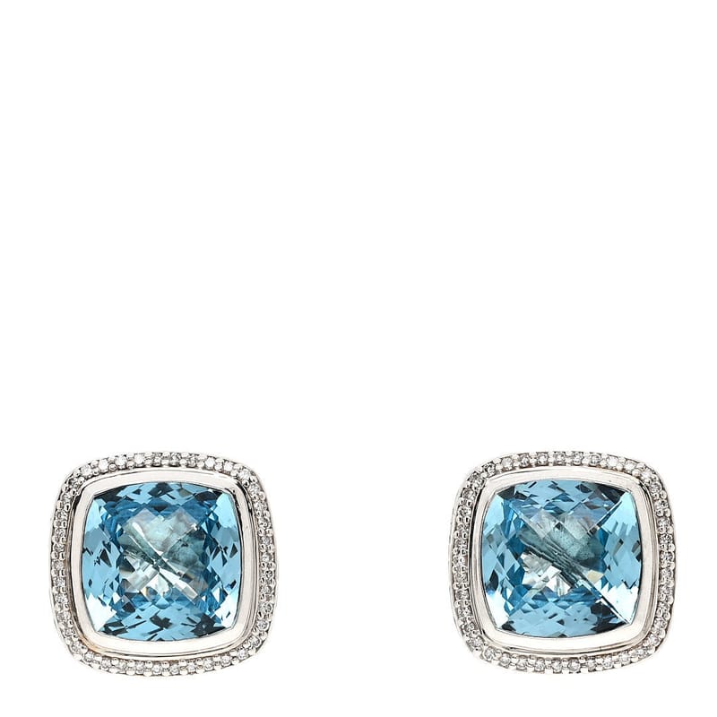 срібло 925 діамант Blue Topaz 14mm Albion сережки