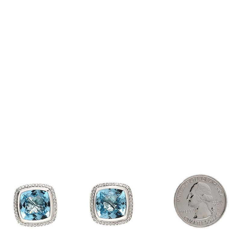 срібло 925 діамант Blue Topaz 14mm Albion сережки