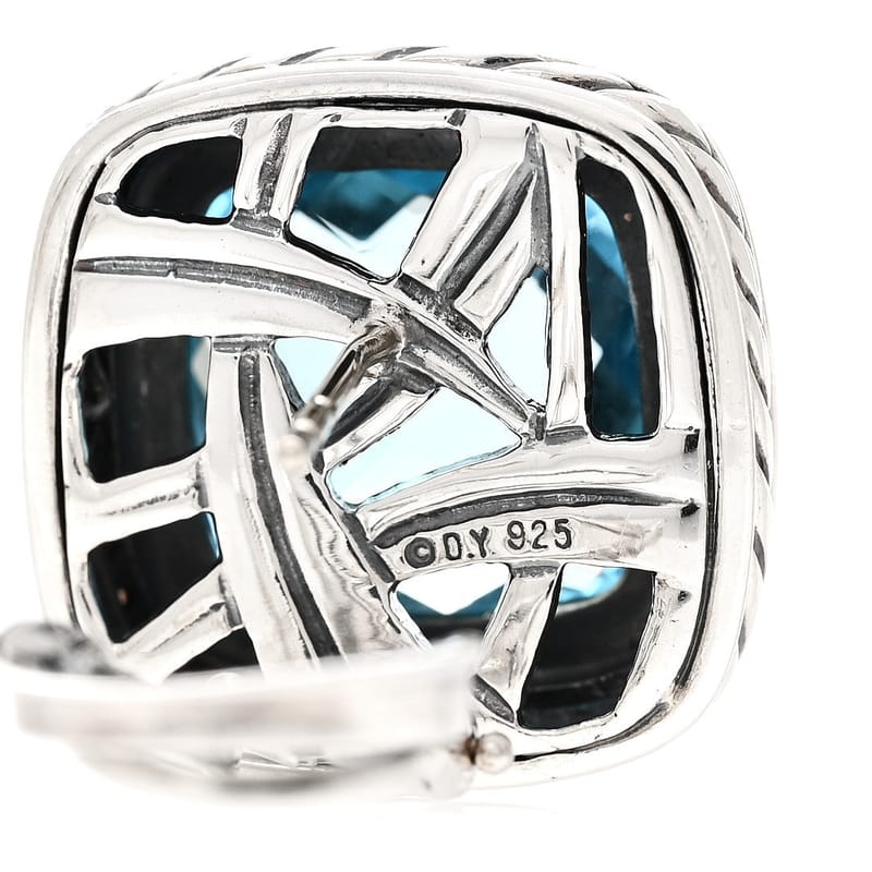 срібло 925 діамант Blue Topaz 14mm Albion сережки