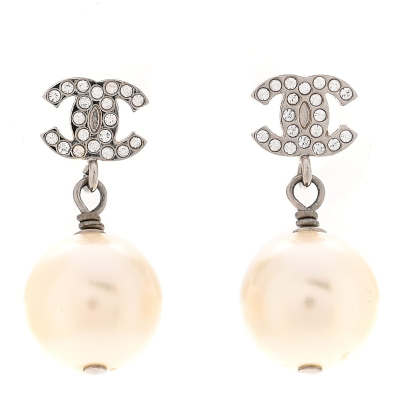 Crystal перлина CC Drop сережки срібло Pearly білий