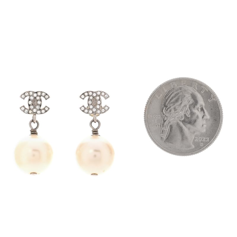 Crystal перлина CC Drop сережки срібло Pearly білий
