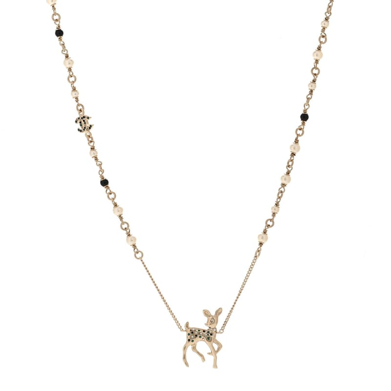 перлина Crystal CC Deer Long кольє золото Green