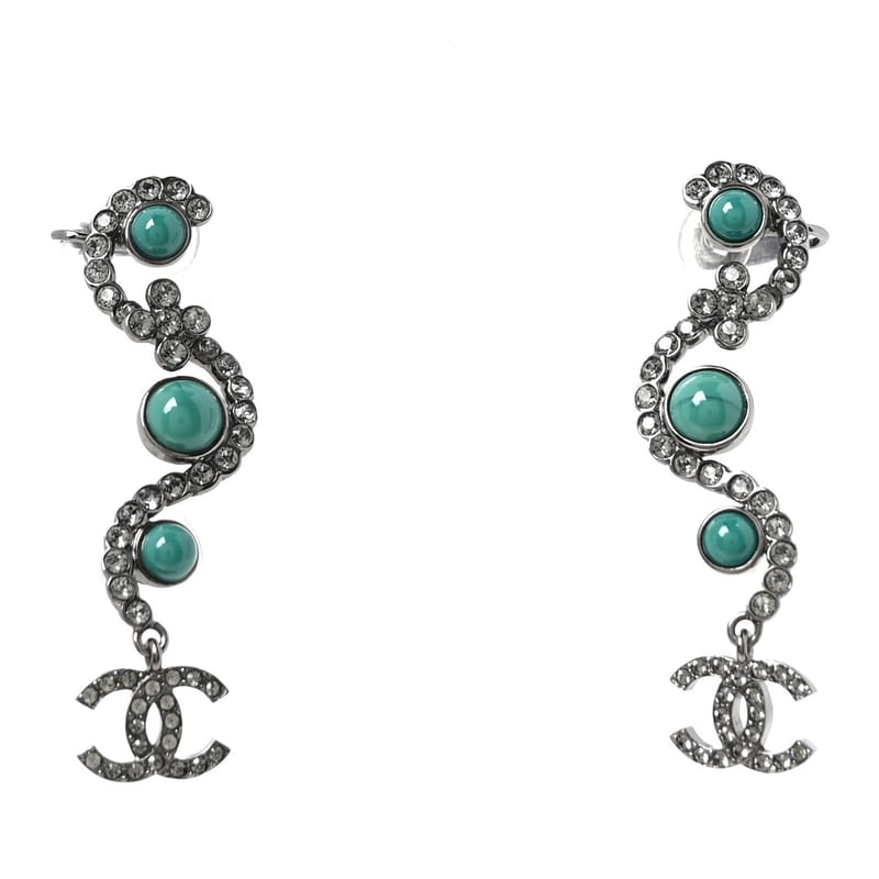 Crystal Bead CC Clip On браслет сережки бірюза Ruthenium